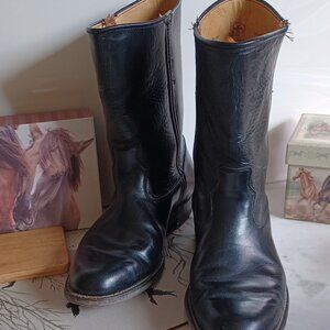 JUSTIN leather roper boots, inside strap pull ons 8.5E